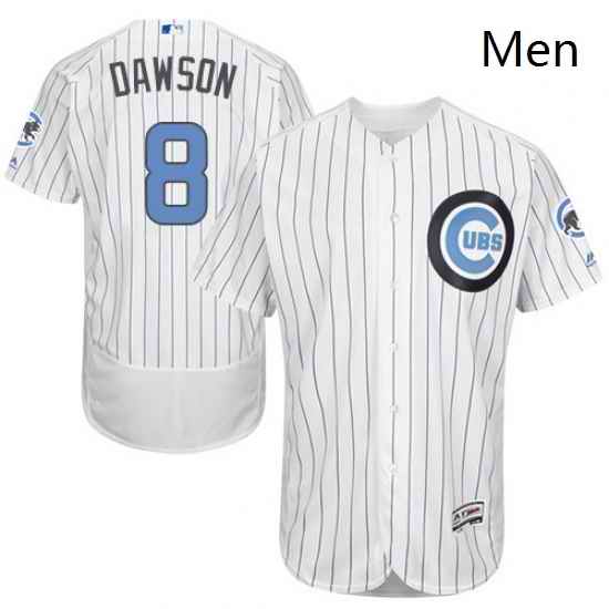 Mens Majestic Chicago Cubs 8 Andre Dawson Authentic White 2016 Fathers Day Fashion Flex Base MLB Jersey